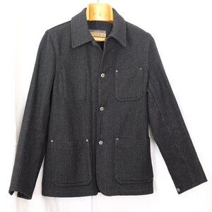 Schott Wool Blend Chore Field Jacket, Grey - White stripes - Size S